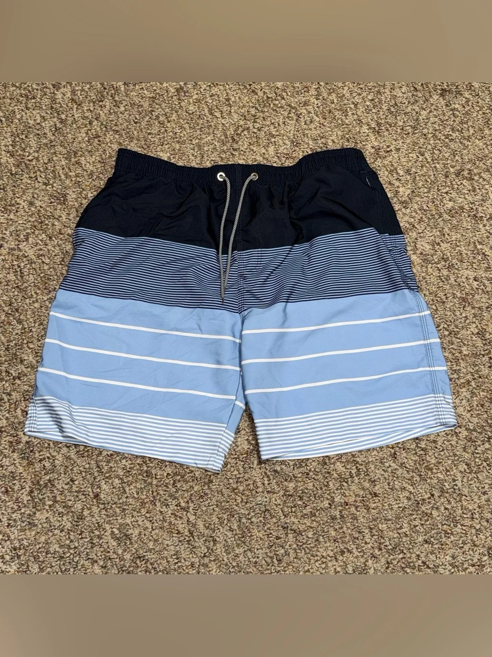 Men's size 3X swim trunks Blue Striped Swim Trunks